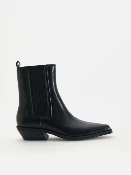 Reserved Botine din piele negru