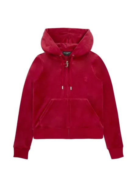 Hanorac cu glugă Juicy Couture din velur roșu