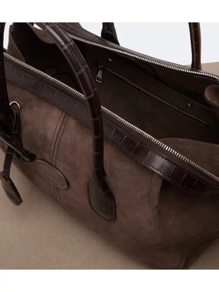 Geantă shopper Tod's din piele de căprioară maro