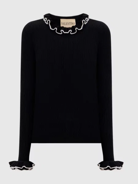 Шерстяной свитер Valentino черный