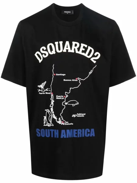 Tricou Dsquared2 cu imagine scurt negru