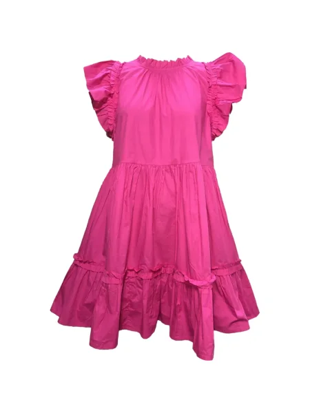 Rochie mini Caroline Constas cu volane de costum roz