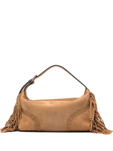 Torebka Ermanno Scervino z frędzli na sprzączkę brązowa