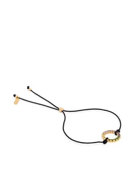 Pozlačena srebrna zapestnica Tous črna