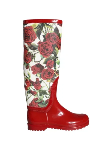Cizme Dolce & Gabbana cu model floral cu imagine roșu