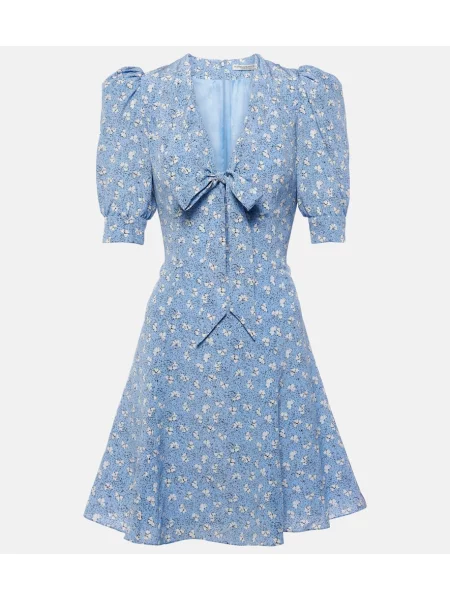 Svilena obleka Alessandra Rich z lokom modra