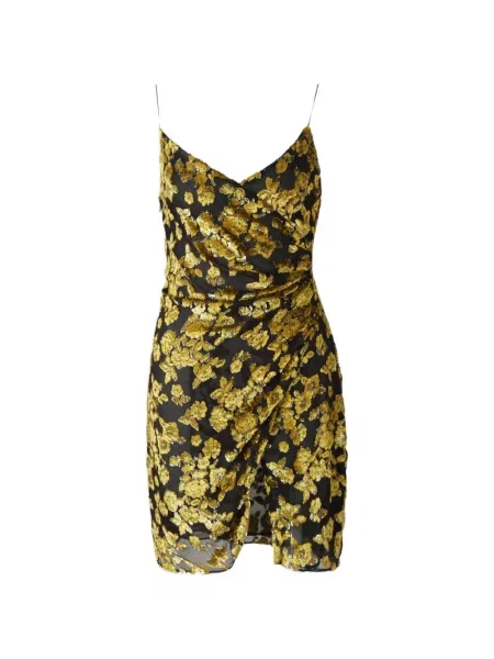 Rochie mini Balmain cu model floral drapată negru