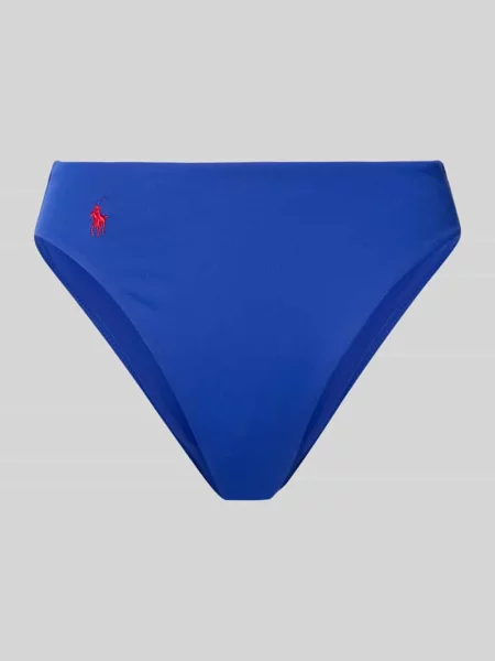 Majtki bikini z logo w formie stebnowania Polo Ralph Lauren niebieskie