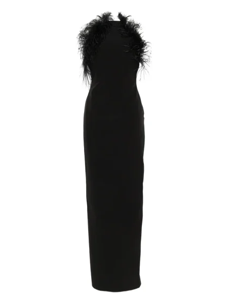 Rochie maxi The Attico cu pene de costum negru