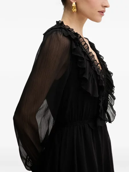 Lung rochie mini Morgan cu volane negru