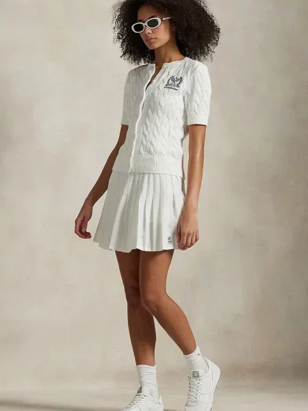 Suknja Polo Ralph Lauren mini širi se prema dolje bijela