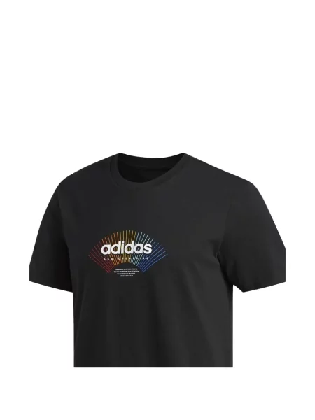 Tricou Adidas cu dungi din dantelă cu autograf negru