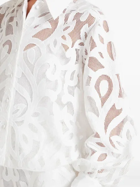 Риза Temperley London на цветя с дантела бяло