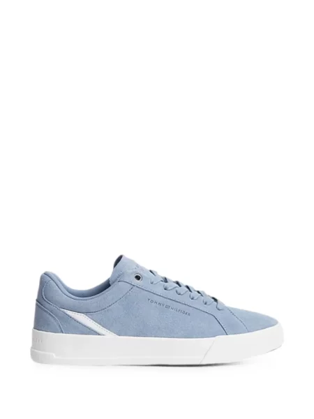Sneakerși Tommy Hilfiger cu șireturi din piele de căprioară albastru