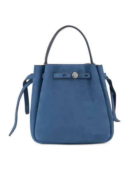 Kapelusz Tory Burch skórzany niebieski