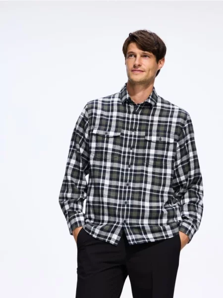 Reserved Cămașă în carouri de flanelă multicolor