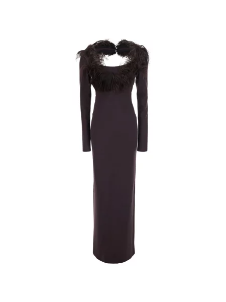 Rochie maxi The Attico cu pene maro