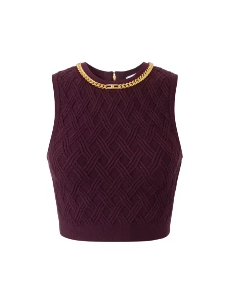 Dzianinowy sweter Elisabetta Franchi z nadrukiem czerwony