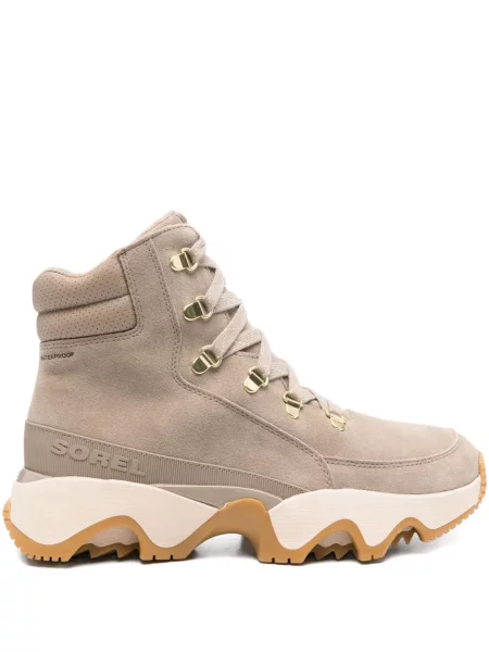 Botine Sorel cu șireturi din dantelă chunky maro