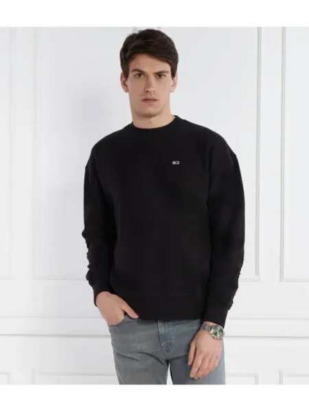 Tommy Jeans Hanorac TONAL APPLIQUE CREW | Relaxed fit negru
