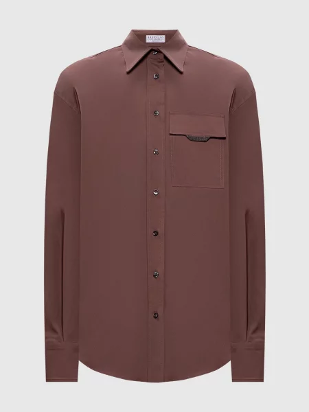 Рубашка Brunello Cucinelli коричневая