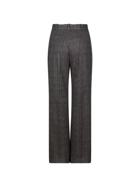 Pantaloni Max Mara cu model herringbone gri