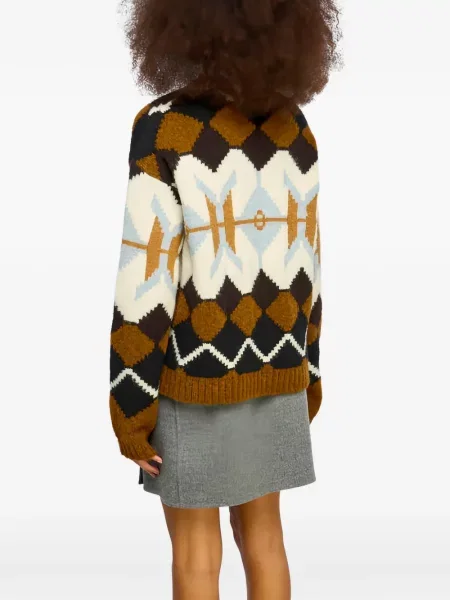 Pulover Semicouture cu imprimeu geometric maro