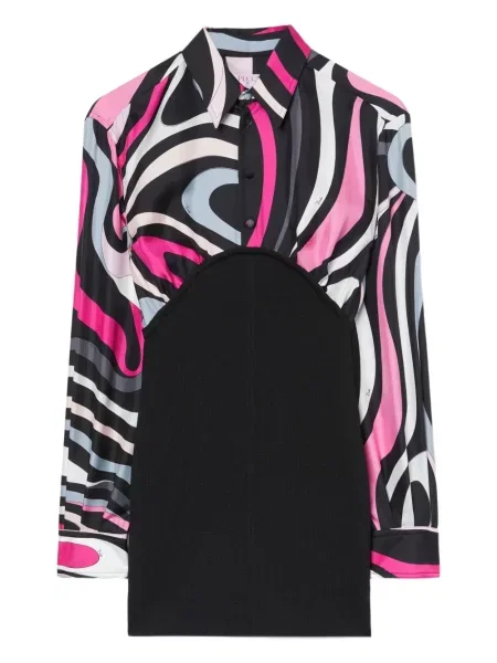 Mała sukienka koszulowa Pucci z nadrukiem garniturowa różowa