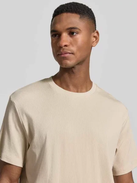 T-shirt z mieszanki bawełny krój regular fit model SPENCER' Selected Homme brązowa