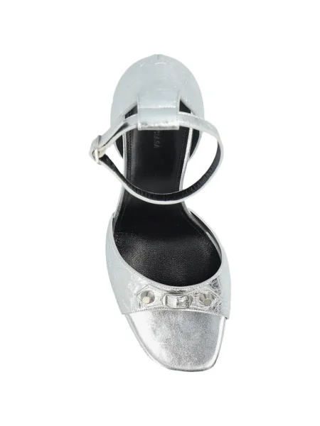 Cropp sandale Balenciaga cu baretă pe gleznă cu bretele argintiu