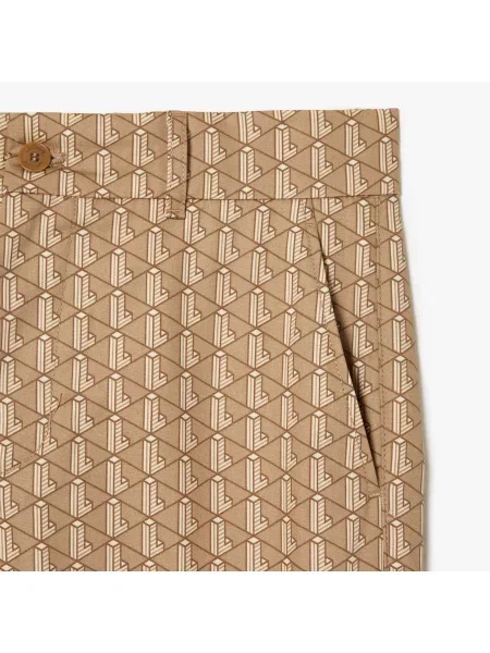 Lacoste Spodnie Chino Z Nadrukiem Monogram Straight Fit Kolorowy