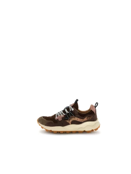 Sneakersy Flower Mountain skórzane w kwiatki brązowe