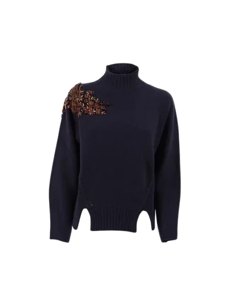 Sweter z golfem Ermanno Scervino niebieski