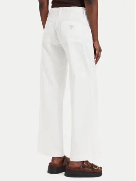 Guess Jeans hlače Kremna Wide Leg