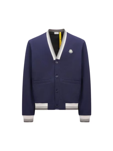 Kardigan Moncler z dekoltem w serek niebieski