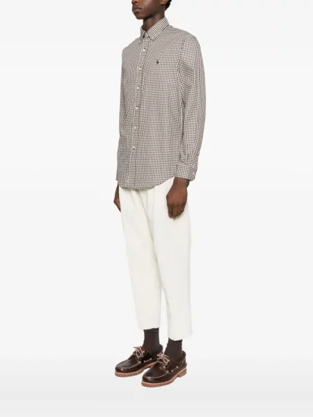 Siuvinėta pledinė marškiniai Polo Ralph Lauren ruda