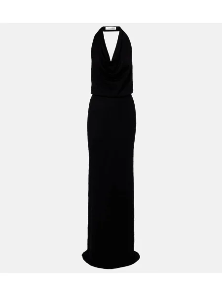 Rochie maxi Aya Muse cu gât halter de costum negru