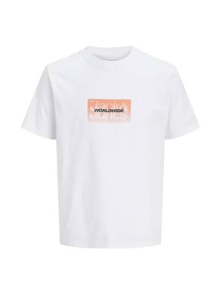 JACK & JONES Tricou JCOECHO portocaliu caisă / negru alb