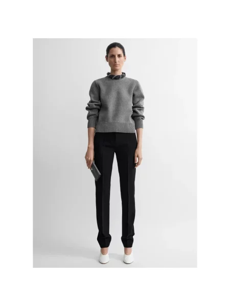 Sweter Toteme z wełny merino z okrągłym dekoltem szary