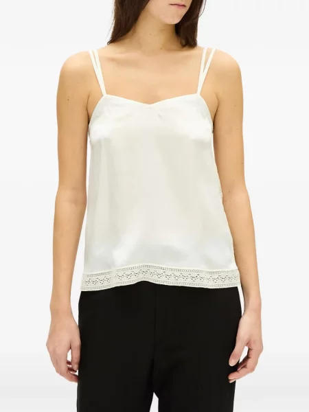 Top Ann Demeulemeester de mătase alb