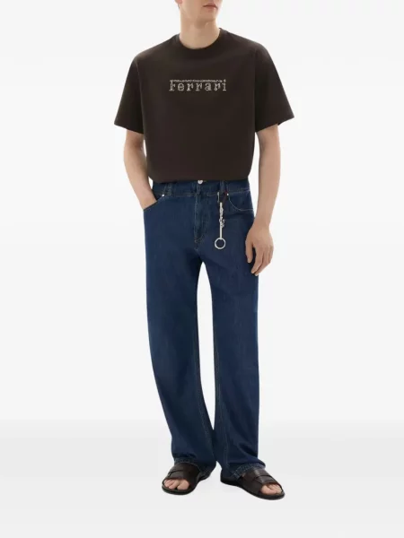 Tricou Ferrari cu broderie maro