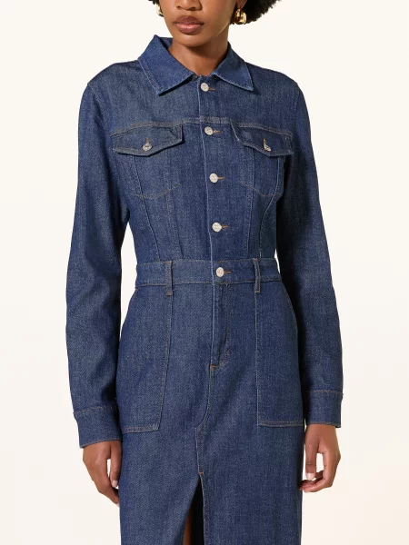 7 For All Mankind Džínové Šaty Utility Maxi Dress tmavě modrá