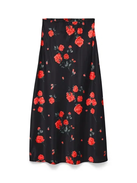 VERO MODA Fustă verde închis / roșu negru