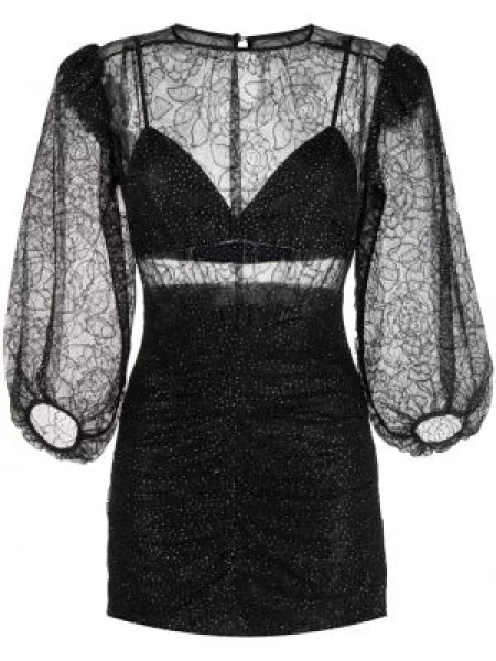 Rochie maxi Nissa cu broderie lungă negru
