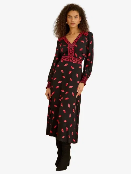 Love & roses Rochie roșu / roșu pastel negru