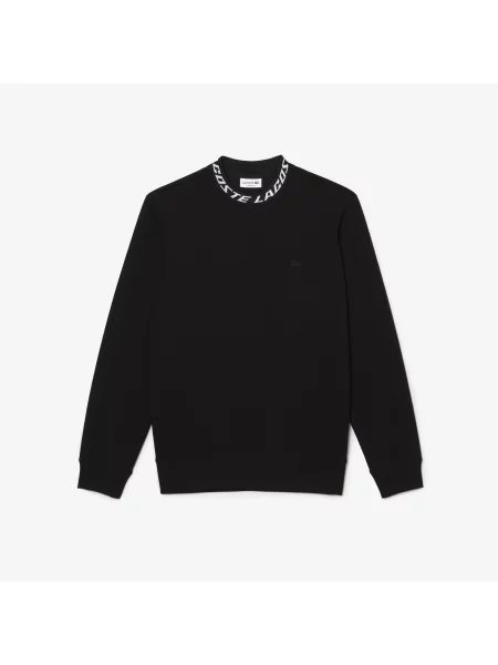 Lacoste Bluza Z Okrągłym Dekoltem Z Nadrukiem Classic Fit czarna
