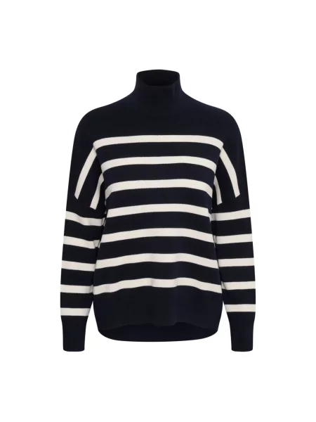 Sweter z golfem Inwear w paski z paskiem biały