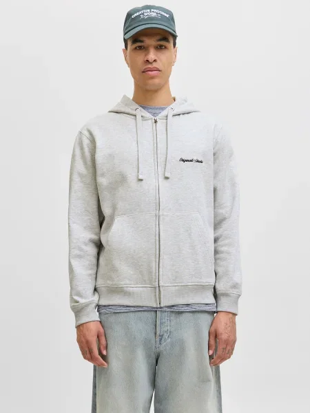 JACK & JONES Tepláková bunda JORNORREBRO čierna / melírovaná biela