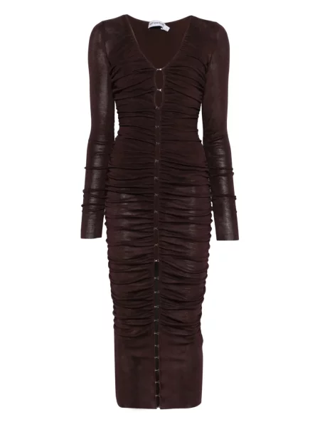 Rochie Self-portrait tricotate de costum maro