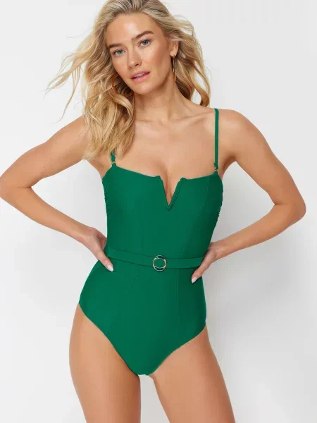 Strój kąpielowy Trendyol bez ramiączek zielony